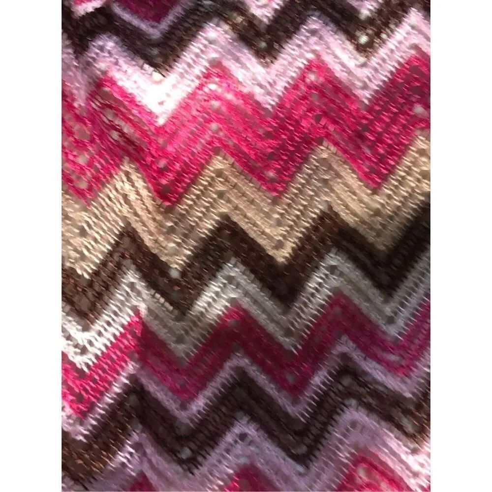 No Comment Pink Chevron Halter Maxi Dress Boho Size M - Picture 6 of 13